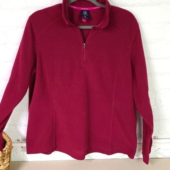 LAND END HALF ZIP FLEECE SIZE XL Dark Red - Picture 3 of 4